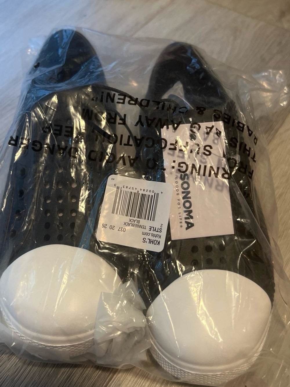 Sonoma Black Slip-On Water Shoes with White Toe Caps